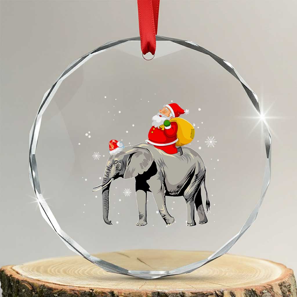 Xmas Santa Riding Elephant Crystal Glass Ornament Xmas Tree Light Funny Festive TS02 Transparent Glass 3'' Circle Print Your Wear