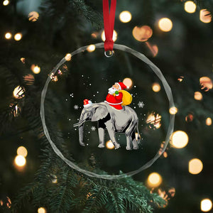 Xmas Santa Riding Elephant Crystal Glass Ornament Xmas Tree Light Funny Festive TS02 Print Your Wear