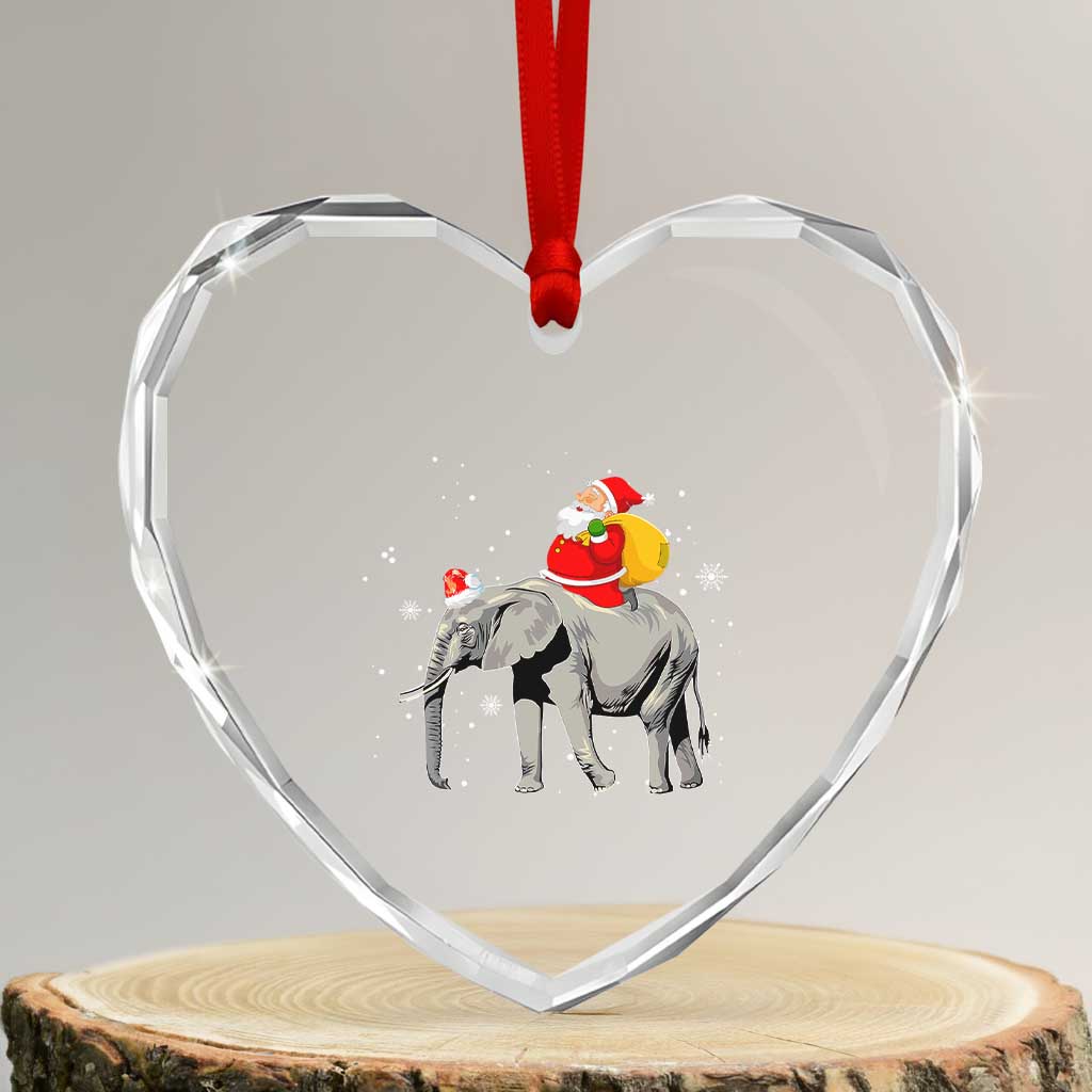 Xmas Santa Riding Elephant Heart Crystal Glass Ornament Xmas Tree Light Funny Festive TS02 Transparent Glass 3'' Heart Print Your Wear