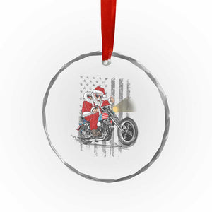 Xmas Santa Riding Motorbike Patriotic USA Crystal Glass Ornament TS09 Print Your Wear