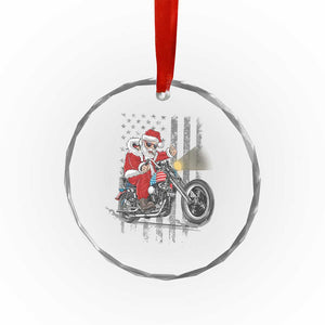 Xmas Santa Riding Motorbike Patriotic USA Crystal Glass Ornament TS09 Print Your Wear