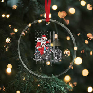 Xmas Santa Riding Motorbike Patriotic USA Crystal Glass Ornament TS09 Print Your Wear