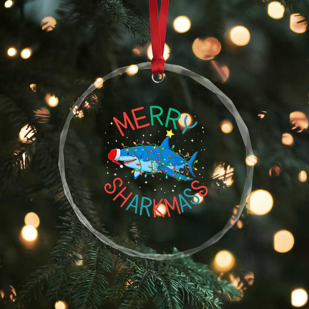 Xmas Shark Crystal Glass Ornament Funny Merry Sharkmas Xmas Gift TS12 Print Your Wear