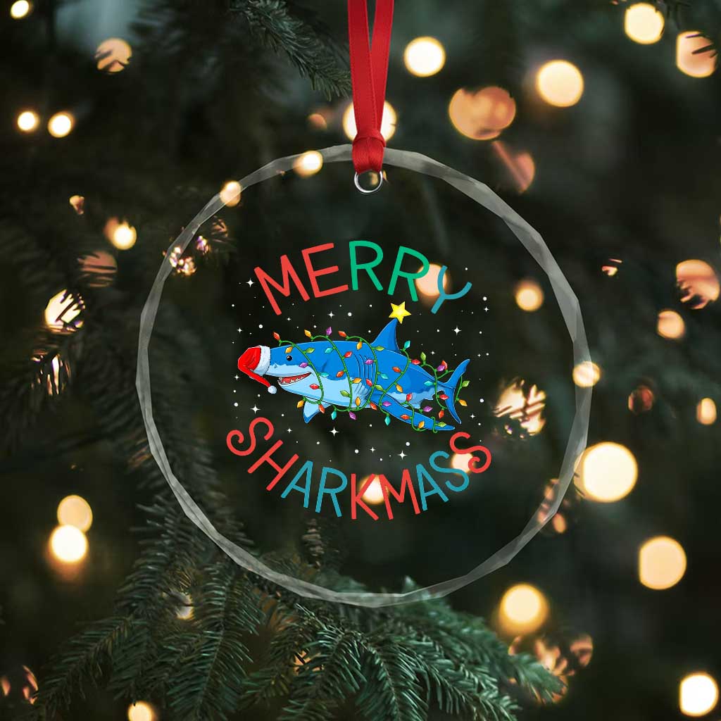 Xmas Shark Crystal Glass Ornament Funny Merry Sharkmas Xmas Gift TS12 Print Your Wear