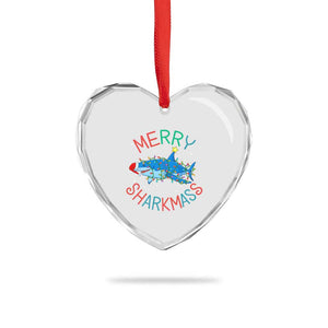 Xmas Shark Heart Crystal Glass Ornament Funny Merry Sharkmas Xmas Gift TS12 Print Your Wear