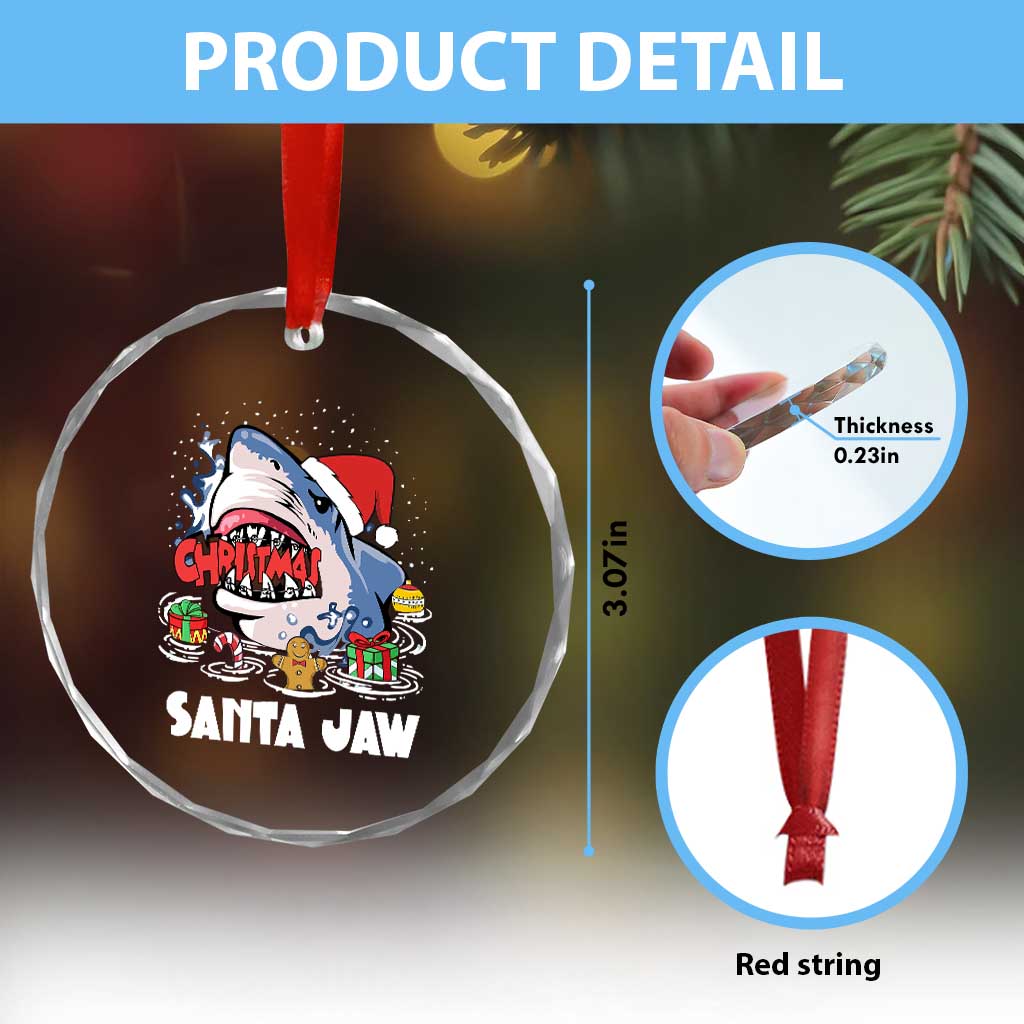 Xmas Shark Santa Jaws Crystal Glass Ornament TS09 Print Your Wear