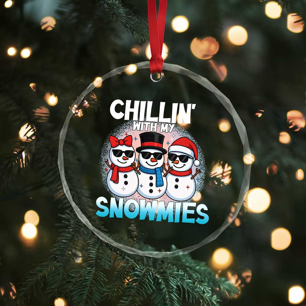 Xmas Snowman Crystal Glass Ornament Chillin With My Snowmies Christmas Snowman TS12 Print Your Wear