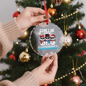 Xmas Snowman Crystal Glass Ornament Chillin With My Snowmies Christmas Snowman TS12 Print Your Wear