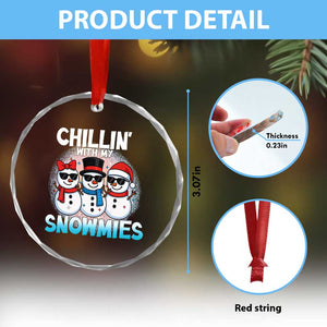 Xmas Snowman Crystal Glass Ornament Chillin With My Snowmies Christmas Snowman TS12 Print Your Wear