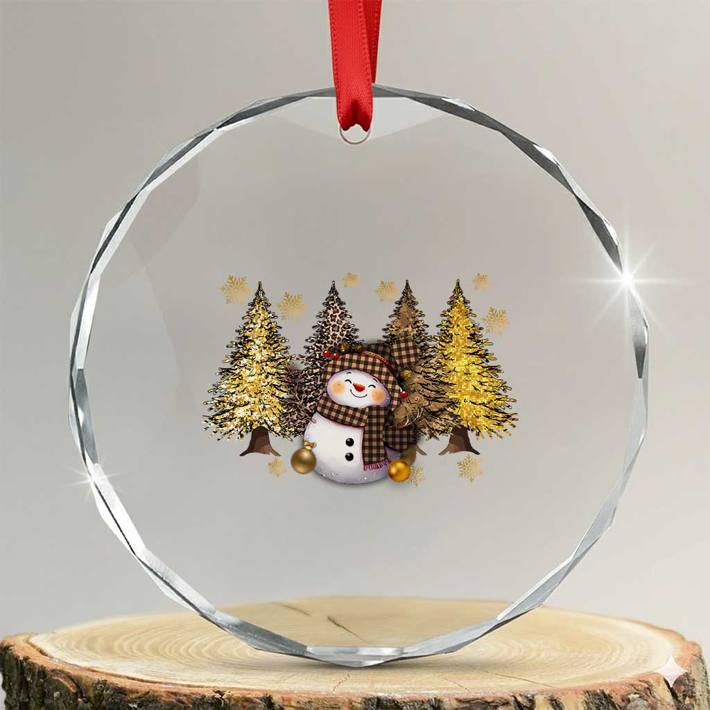 Xmas Snowman Crystal Glass Ornament Cute Winter Leopard Xmas Tree Farm TS10 Transparent Glass 3'' Circle Print Your Wear
