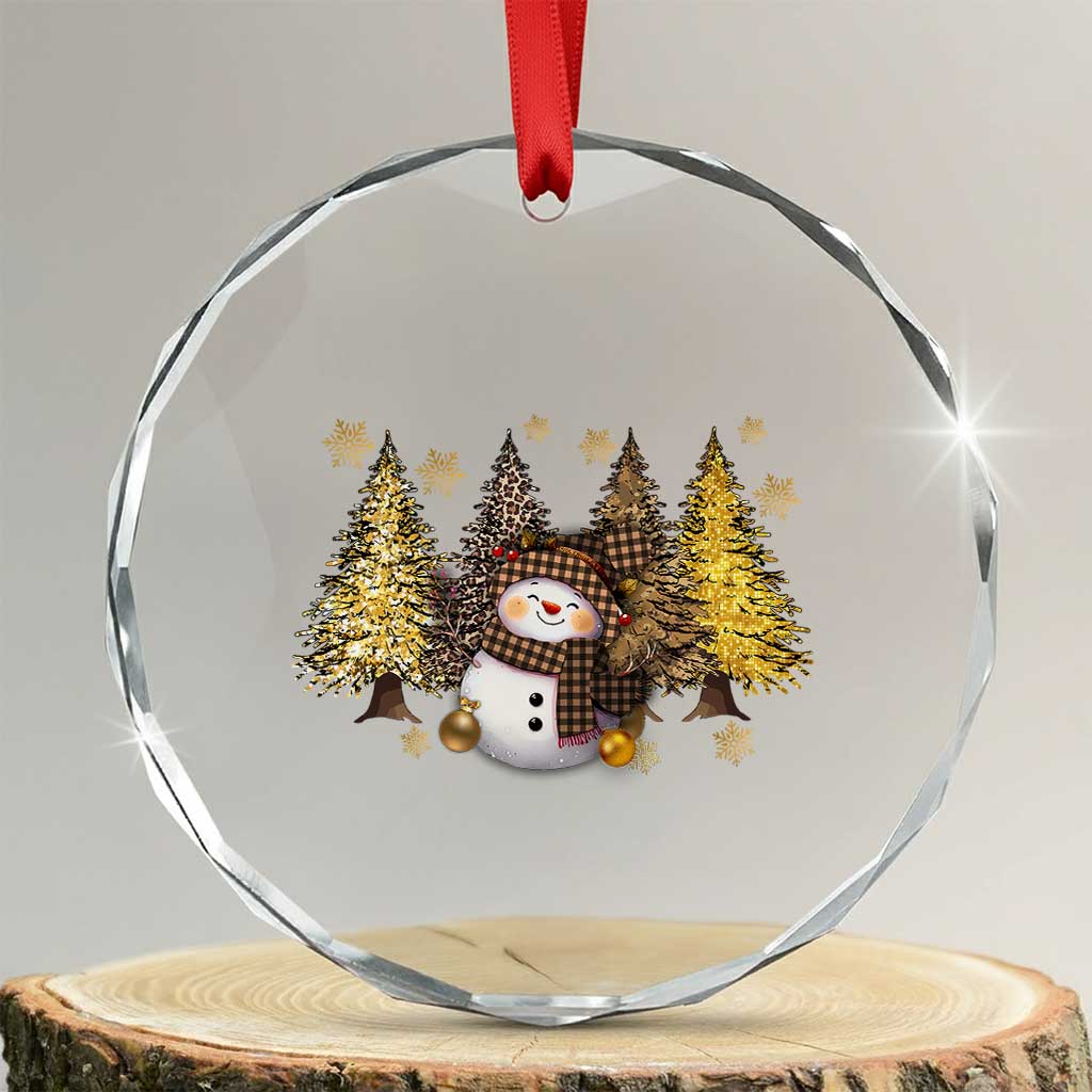 Xmas Snowman Crystal Glass Ornament Cute Winter Leopard Xmas Tree Farm TS10 Transparent Glass 3'' Circle Print Your Wear