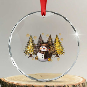 Xmas Snowman Crystal Glass Ornament Cute Winter Leopard Xmas Tree Farm TS10 Transparent Glass 3'' Circle Print Your Wear