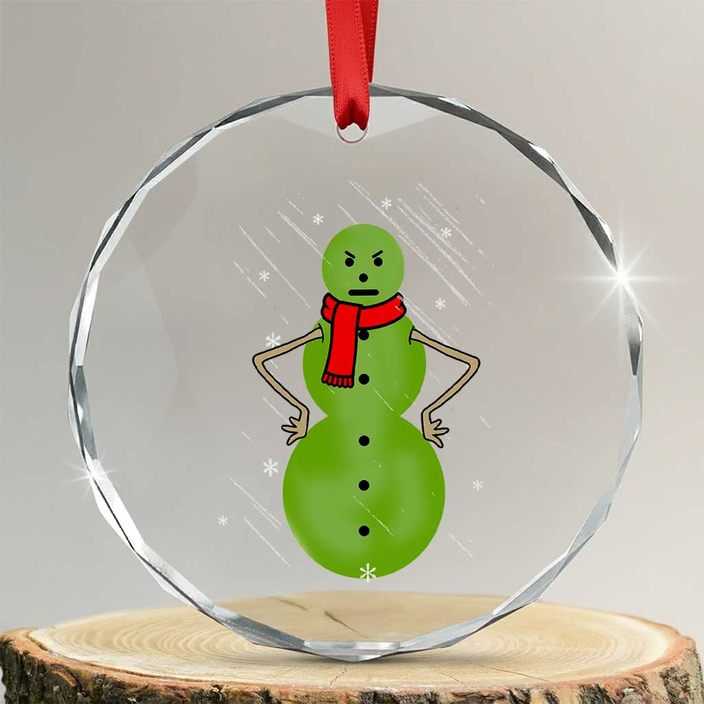 Xmas Snowman Crystal Glass Ornament Funny Angry Snowmen TS12 Transparent Glass 3'' Circle Print Your Wear