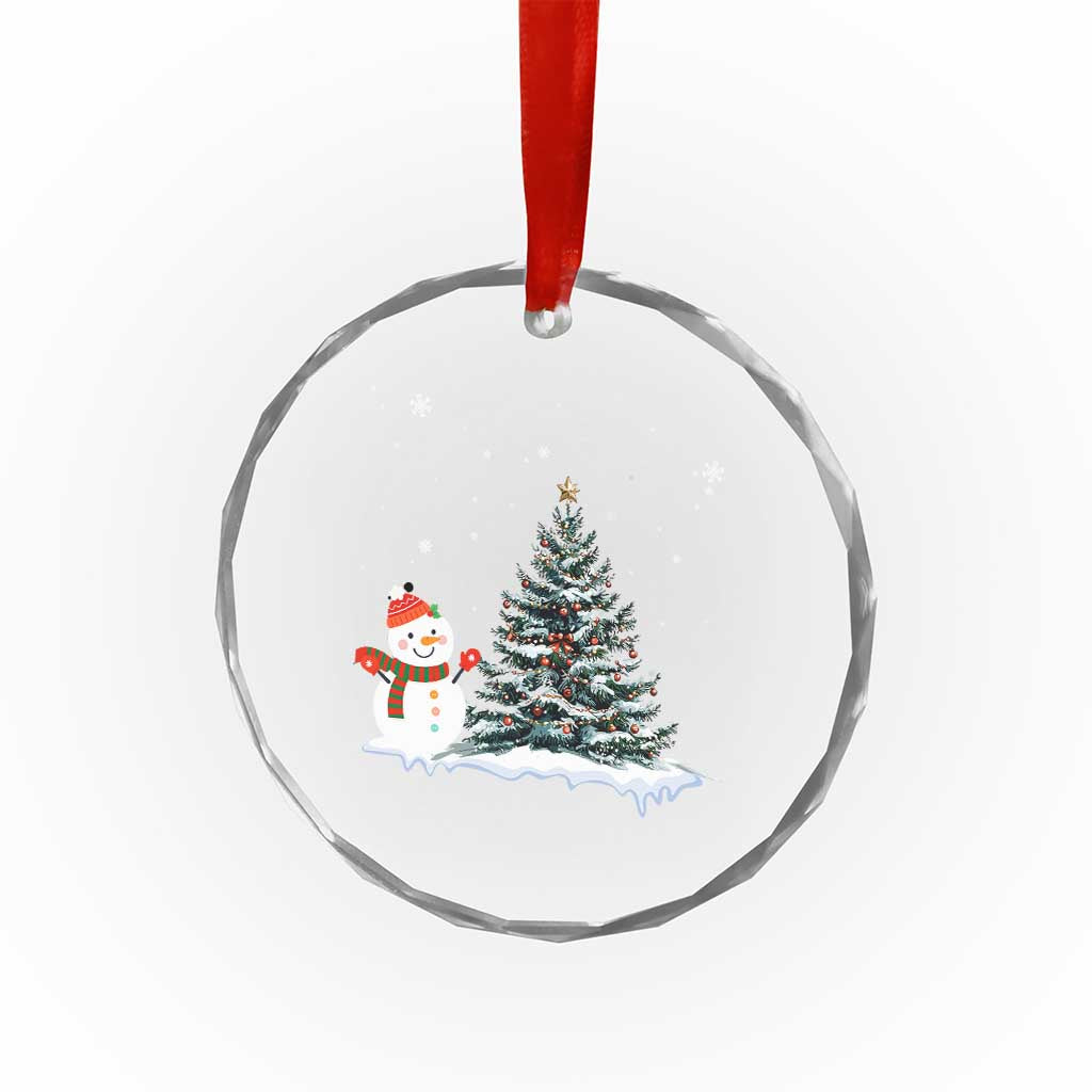 Xmas Snowman Crystal Glass Ornament Funny Snowmen With Christmas Tree TS12 Transparent Glass 3'' Circle Print Your Wear