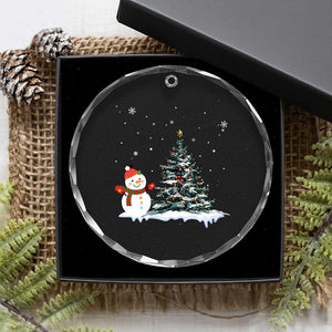 Xmas Snowman Crystal Glass Ornament Funny Snowmen With Christmas Tree TS12 Print Your Wear