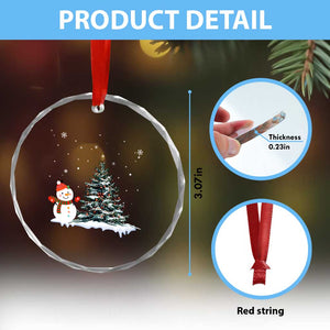 Xmas Snowman Crystal Glass Ornament Funny Snowmen With Christmas Tree TS12 Print Your Wear