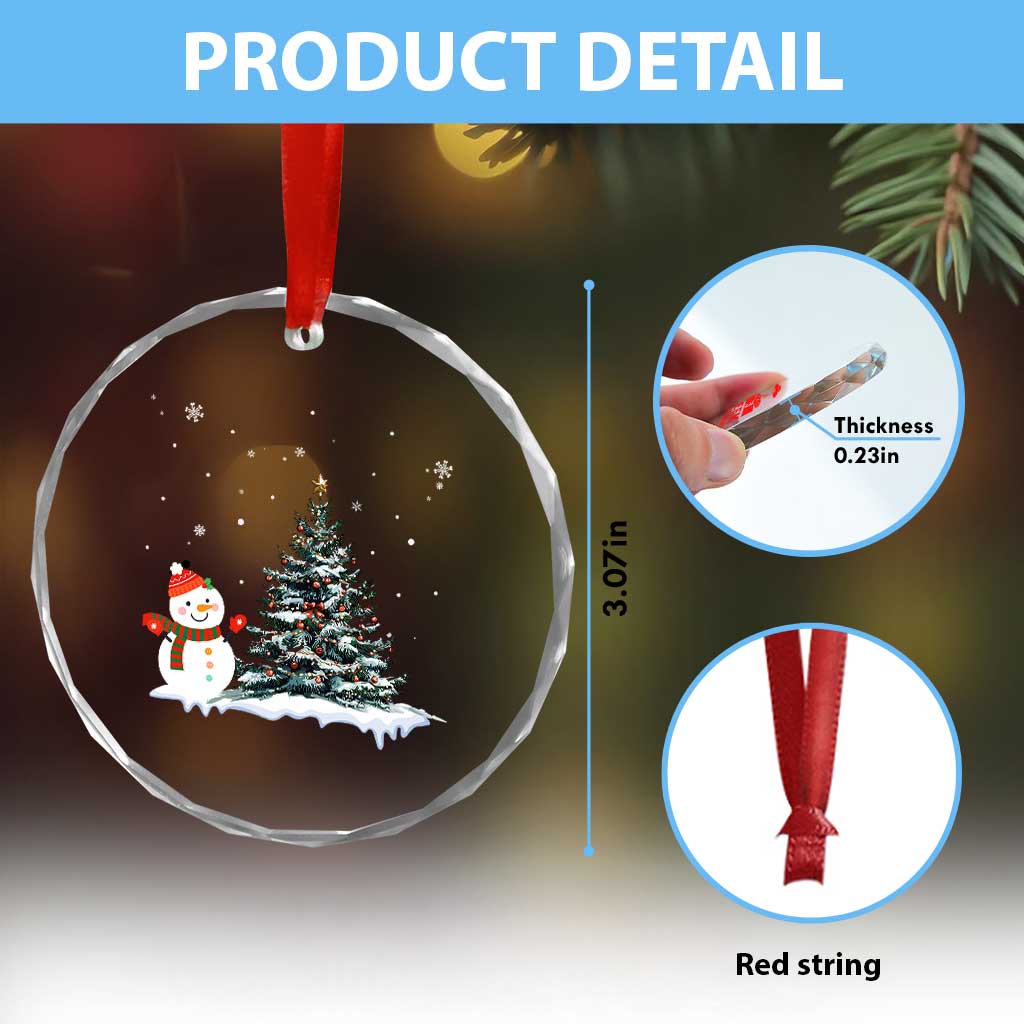 Xmas Snowman Crystal Glass Ornament Funny Snowmen With Christmas Tree TS12 Print Your Wear