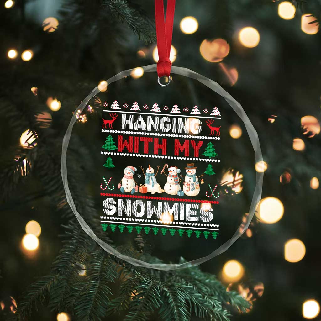 Xmas Snowman Crystal Glass Ornament Hanging With My Snowmies Merry Xmas TS12 Print Your Wear