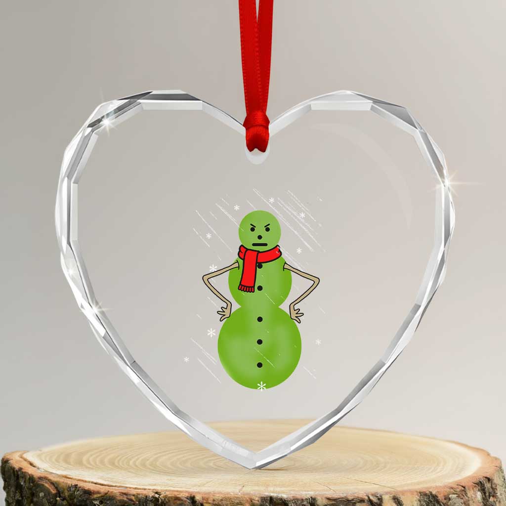 Xmas Snowman Heart Crystal Glass Ornament Funny Angry Snowmen TS12 Transparent Glass 3'' Heart Print Your Wear