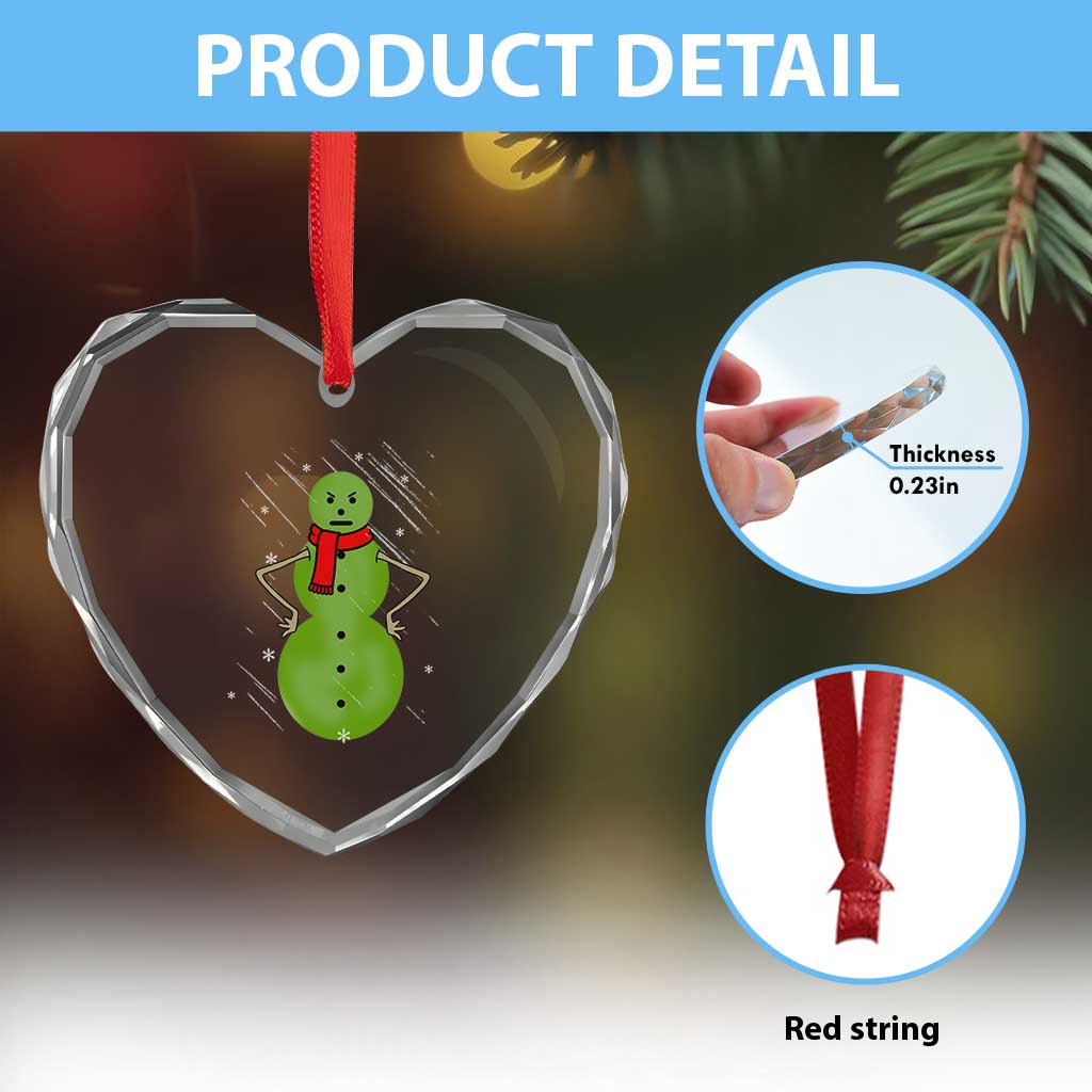 Xmas Snowman Heart Crystal Glass Ornament Funny Angry Snowmen TS12 Print Your Wear