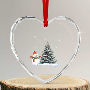 Xmas Snowman Heart Crystal Glass Ornament Funny Snowmen With Christmas Tree TS12 Transparent Glass 3'' Heart Print Your Wear