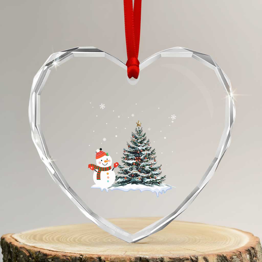 Xmas Snowman Heart Crystal Glass Ornament Funny Snowmen With Christmas Tree TS12 Transparent Glass 3'' Heart Print Your Wear