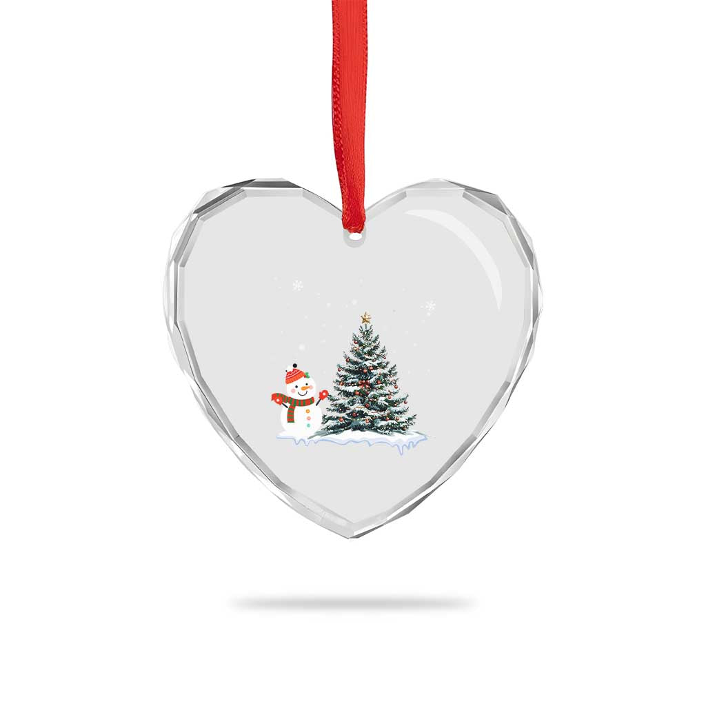 Xmas Snowman Heart Crystal Glass Ornament Funny Snowmen With Christmas Tree TS12 Print Your Wear