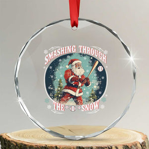 Xmas Sport Crystal Glass Ornament Baseball Player Santa Smashing Through The Snow TS09 Transparent Glass 3'' Circle Print Your Wear