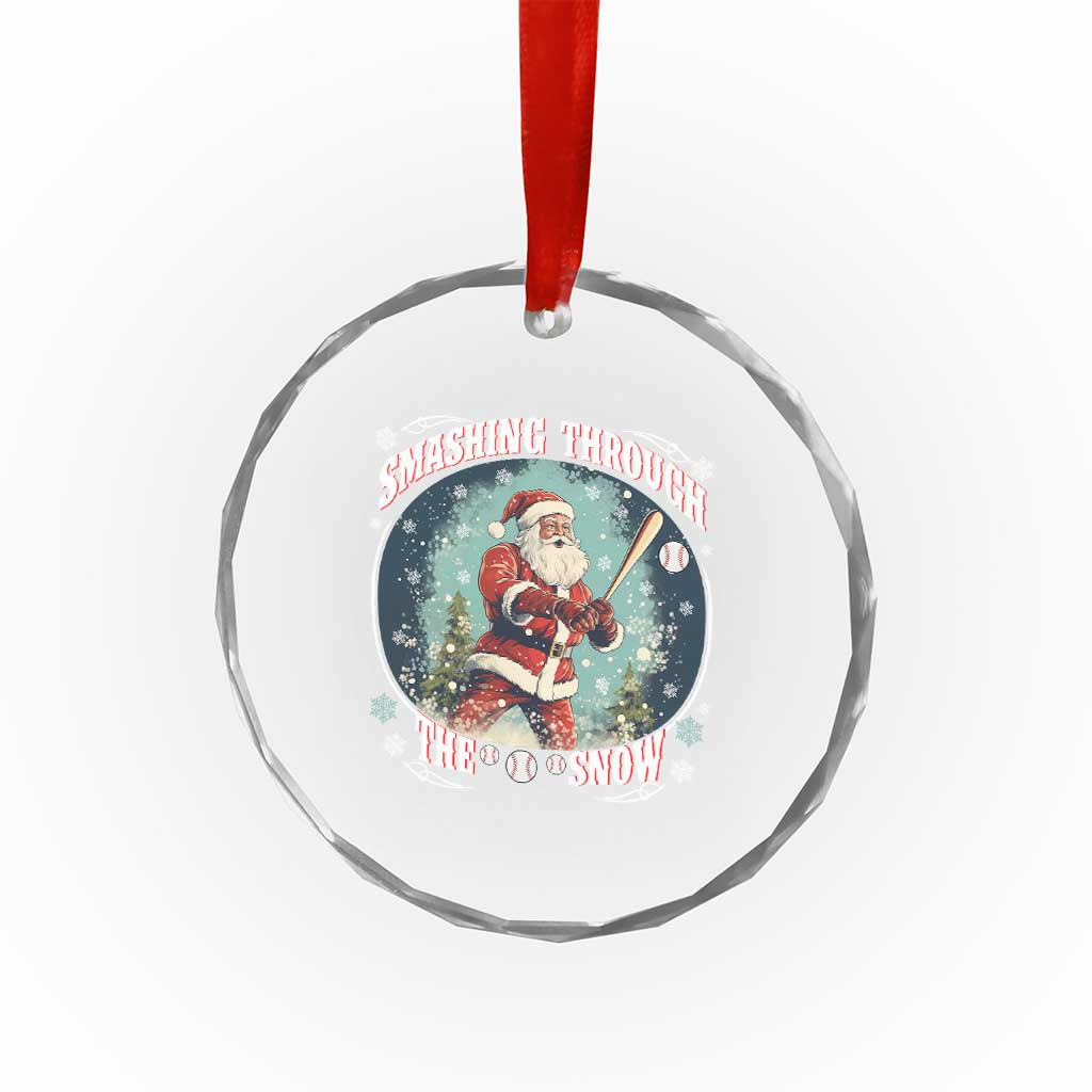 Xmas Sport Crystal Glass Ornament Baseball Player Santa Smashing Through The Snow TS09 Print Your Wear