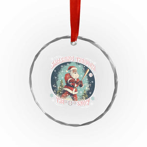 Xmas Sport Crystal Glass Ornament Baseball Player Santa Smashing Through The Snow TS09 Print Your Wear