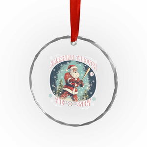 Xmas Sport Crystal Glass Ornament Baseball Player Santa Smashing Through The Snow TS09 Print Your Wear
