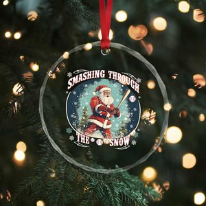 Xmas Sport Crystal Glass Ornament Baseball Player Santa Smashing Through The Snow TS09 Print Your Wear