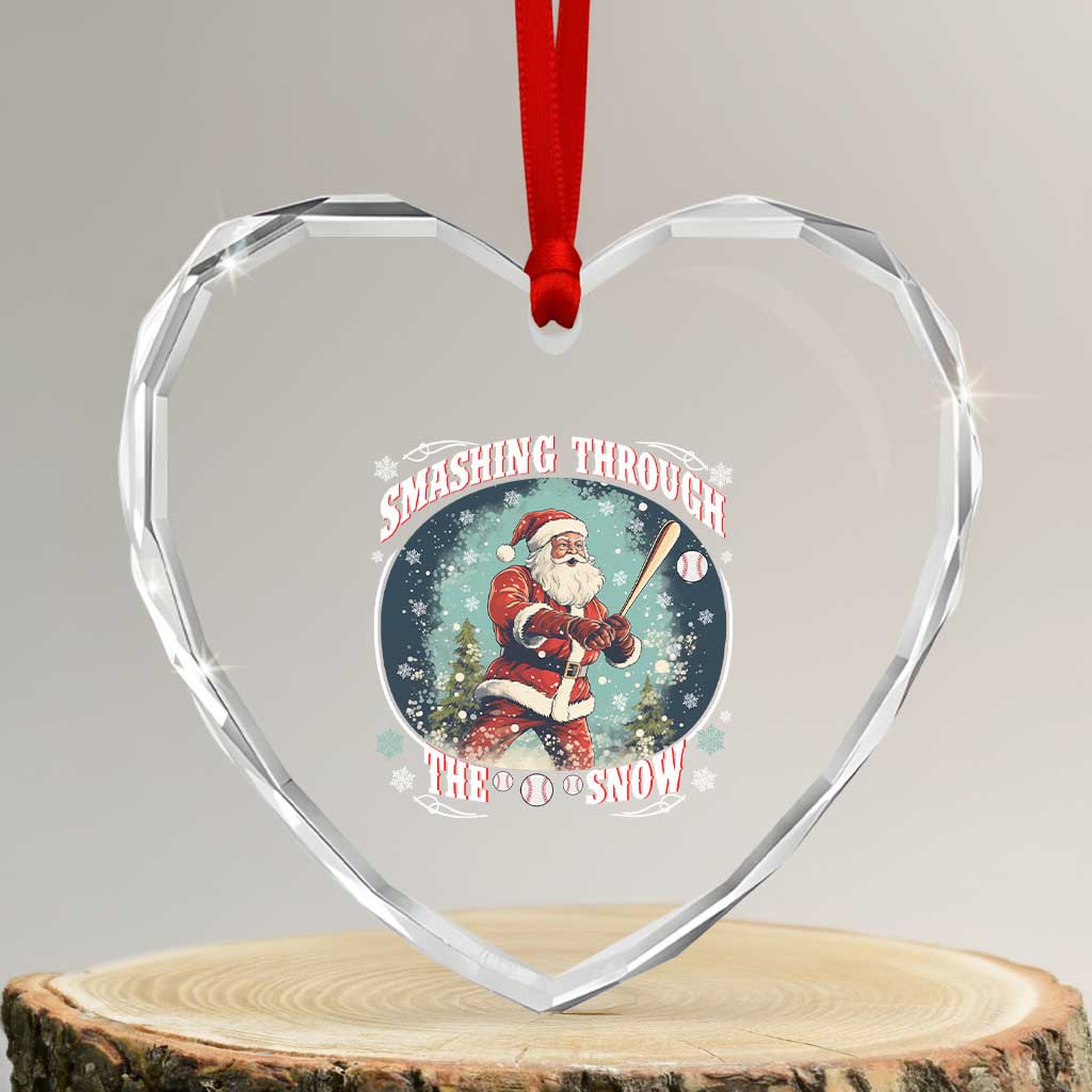 Xmas Sport Heart Crystal Glass Ornament Baseball Player Santa Smashing Through The Snow TS09 Transparent Glass 3'' Heart Print Your Wear