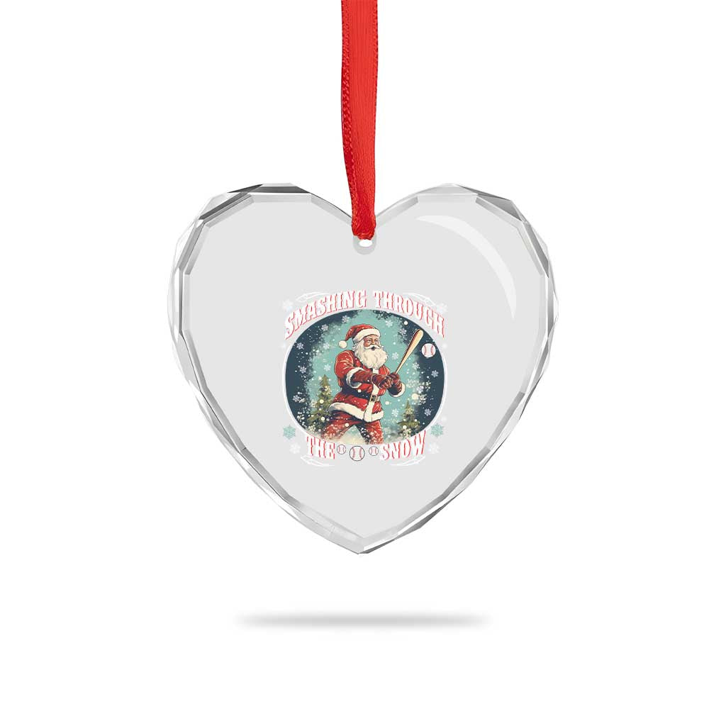 Xmas Sport Heart Crystal Glass Ornament Baseball Player Santa Smashing Through The Snow TS09 Print Your Wear
