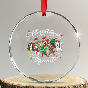 Xmas Squad Crystal Glass Ornament Santa Dabbing Elf Family Matching Pajamas TS10 Transparent Glass 3'' Circle Print Your Wear