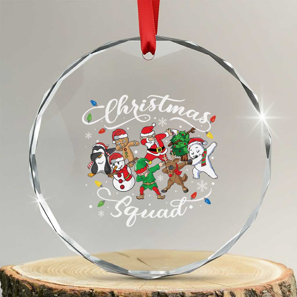 Xmas Squad Crystal Glass Ornament Santa Dabbing Elf Family Matching Pajamas TS10 Transparent Glass 3'' Circle Print Your Wear
