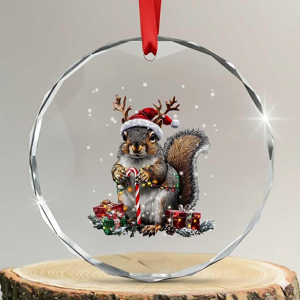 Xmas Squirrel Crystal Glass Ornament Xmas Tree Lights Reindeer Santa Hat Pajamas TS02 Transparent Glass 3'' Circle Print Your Wear