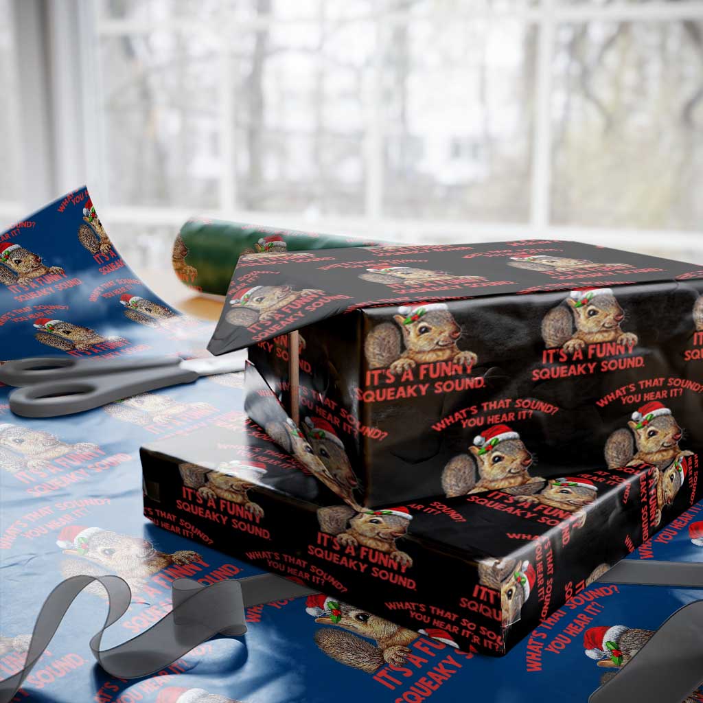 Xmas Squirrel Wrapping Paper Roll It's A Funny Squeaky Sound Xmas Things TS02 Black Print Your Wear