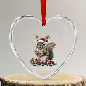 Xmas Squirrel Heart Crystal Glass Ornament Xmas Tree Lights Reindeer Santa Hat Pajamas TS02 Transparent Glass 3'' Heart Print Your Wear
