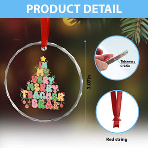 Xmas Teacher Crystal Glass Ornament In My Very Merry Teacher Era Tree TS10 Print Your Wear