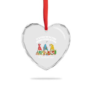 Xmas Teacher Heart Crystal Glass Ornament Gnomie Teacher Crew It's Fine We're Fine Everything Is Fine TS09 Print Your Wear