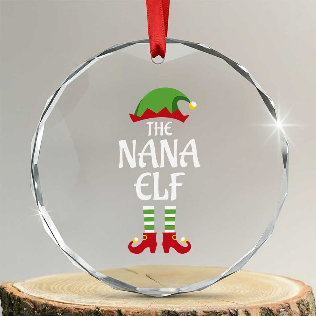 Xmas The Nana Elf Crystal Glass Ornament Funny Grandma Xmas Family Matching TS02 Transparent Glass 3'' Circle Print Your Wear