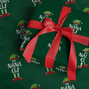 Xmas The Nana Elf Wrapping Paper Roll Funny Grandma Xmas Family Matching TS02 Green Print Your Wear