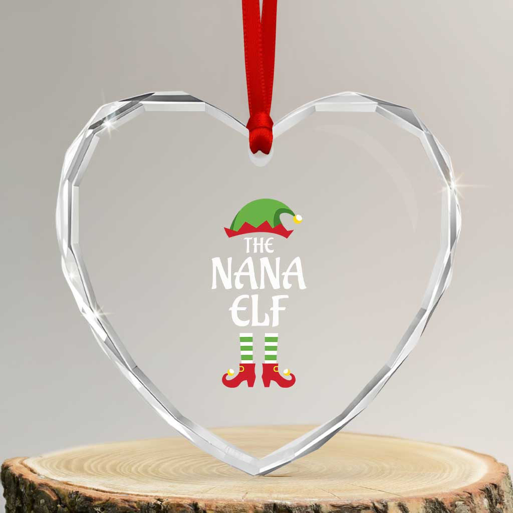 Xmas The Nana Elf Heart Crystal Glass Ornament Funny Grandma Xmas Family Matching TS02 Transparent Glass 3'' Heart Print Your Wear