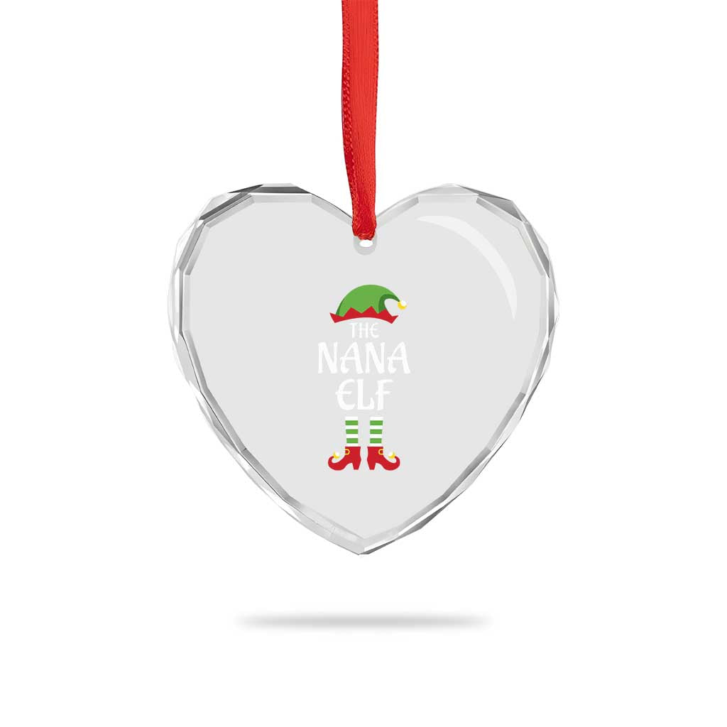Xmas The Nana Elf Heart Crystal Glass Ornament Funny Grandma Xmas Family Matching TS02 Print Your Wear