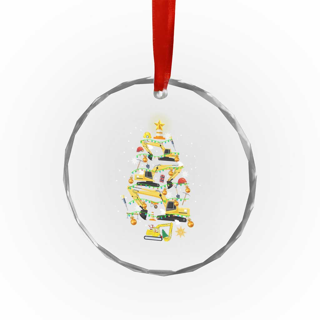 Xmas Tree Construction Excavator Crystal Glass Ornament TS09 Print Your Wear