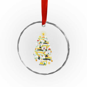 Xmas Tree Construction Excavator Crystal Glass Ornament TS09 Print Your Wear