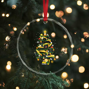 Xmas Tree Construction Excavator Crystal Glass Ornament TS09 Print Your Wear