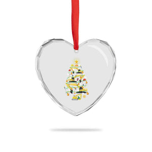 Xmas Tree Construction Excavator Heart Crystal Glass Ornament TS09 Print Your Wear