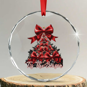 Xmas Tree Coquette Tis The Season Crystal Glass Ornament TS09 Transparent Glass 3'' Circle Print Your Wear